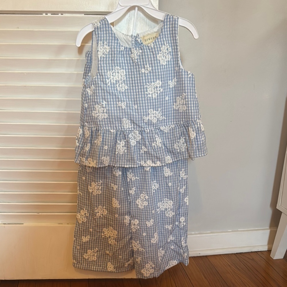 New Blue and White tank and pants set size 5